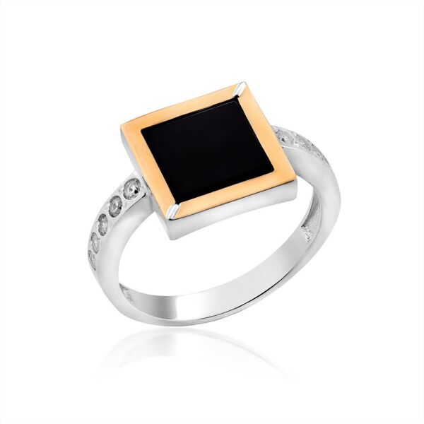 

Серебряное кольцо с ониксом Юрьев арт. 420 до