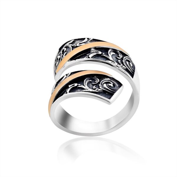 Акция на Оригинальное кольцо в стиле Бохо из серебра и золота Юрьев 355к - 355к 17.5 от Allo UA