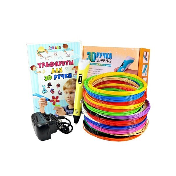 

3D Ручка Smart Pro 3D Pen с ЖК-дисплеем + ПОДАРОК 10 трафаретов + 60 м пластика Желтый (450206-1)