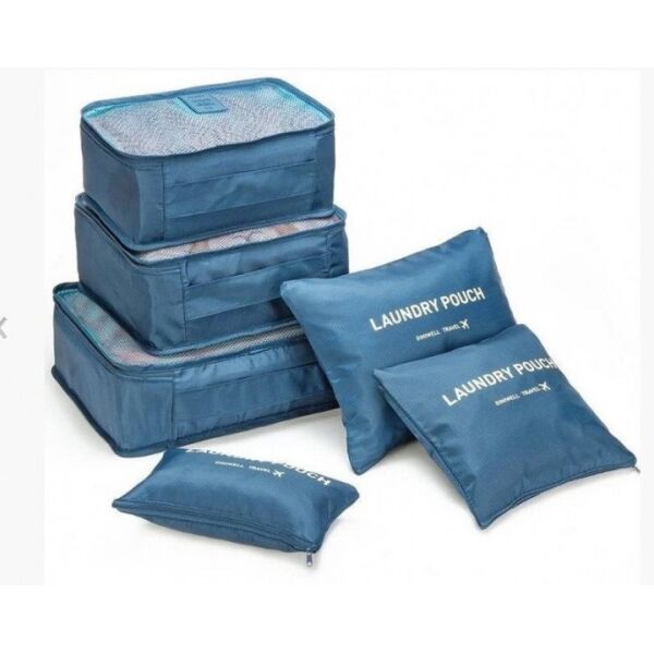 

Набор дорожных сумок для путешествия из 6 штук темно-синий Secret Pouch