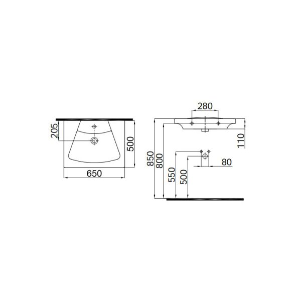 

Умывальник IDEVIT 65 см Vega 2801-0505
