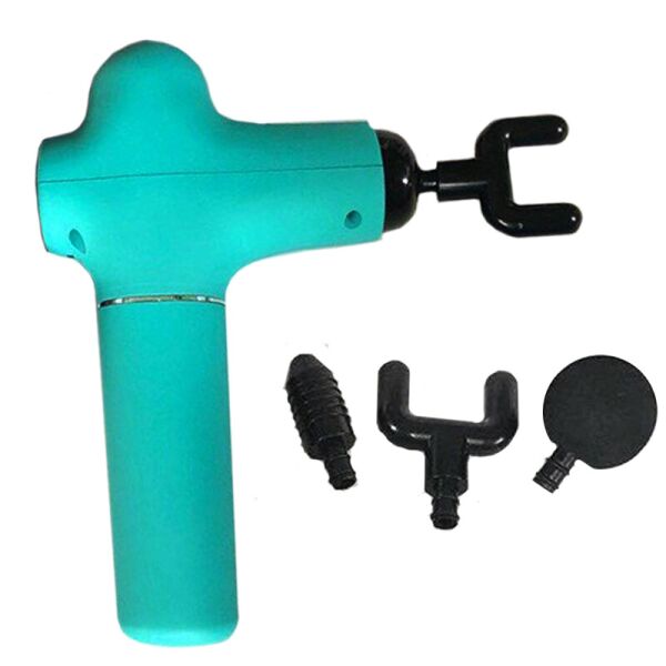

Портативный ручной перкуссионный массажный пистолет с тремя насадками Massage Gun для всего тела Бирюзовый