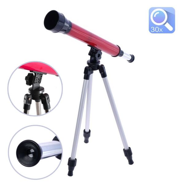 

Игрушечный детский телескоп настольный со штативом астрономический 3 степень увеличения Игровая оптика Красный