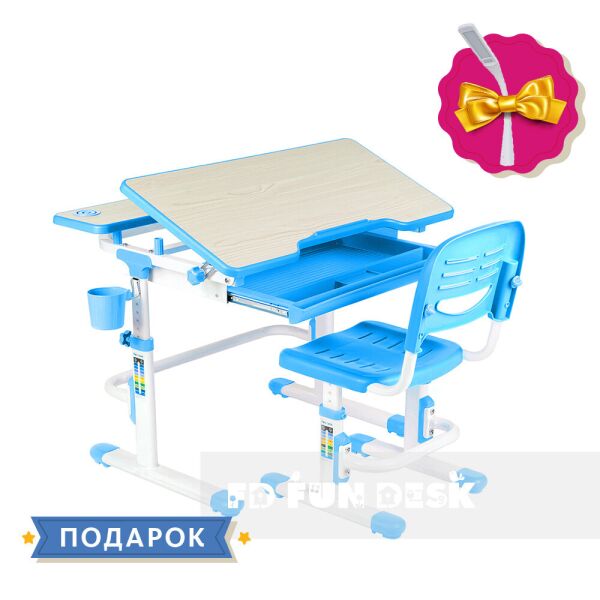 

Растущая парта + стульчик для школьника FunDesk Lavoro Blue