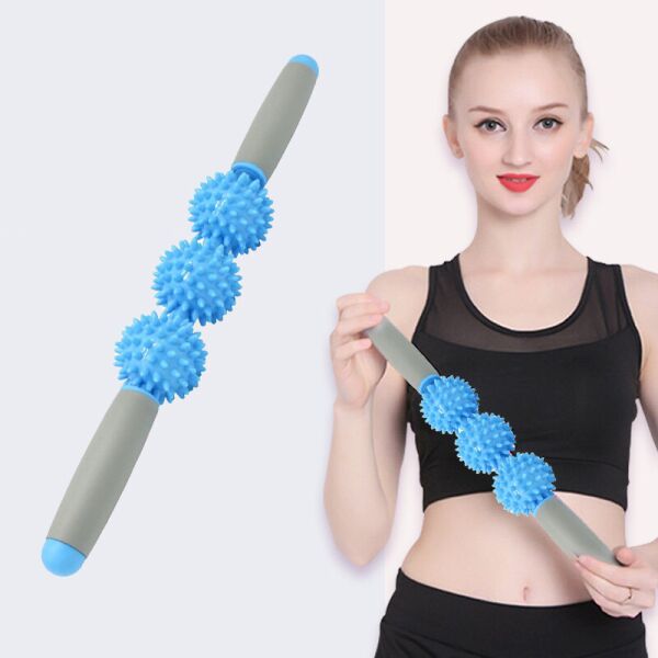 

- палка с тремя роликами Massage stick роллер с шипами, -палка Серо-синий