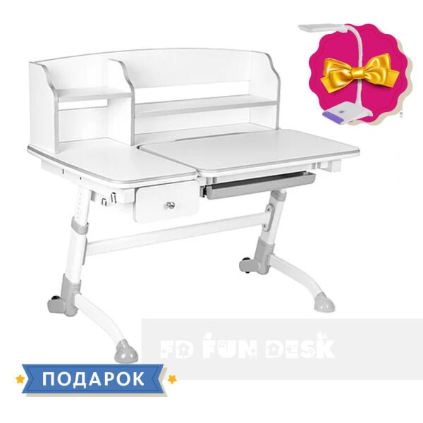 

Детская парта для дома FunDesk Amare Grey II с выдвижным ящиком