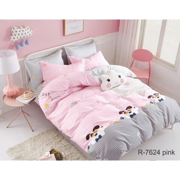 

Постельное белье с компаньоном (R7624 pink) TAG tekstil Семейный