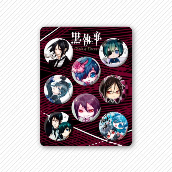 

Набор значков Темный Дворецкий 32мм Black Butler 8шт (8151)