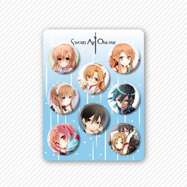 

Набор значков Мастера Меча Онлайн 32мм Sword Art Online 8шт (8150)