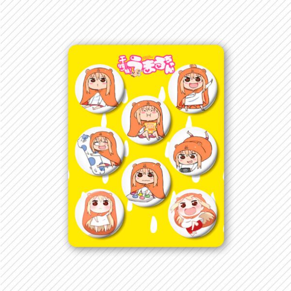 

Набор значков Двуличная сестрёнка Умару-чан 32мм Himouto! Umaru-chan 8шт (8161)