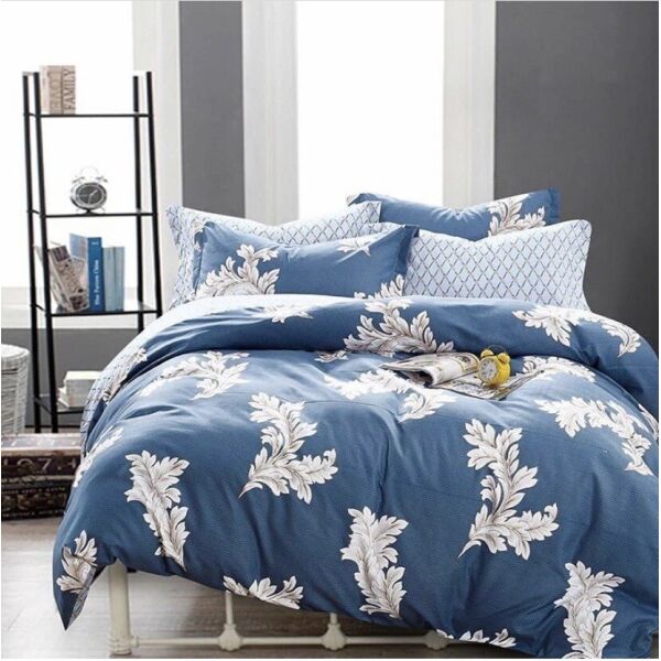 Комплект постельного белья (простынь на резинке) Бязь Ветвь на синем НШ 2 х 150х215 см Синий