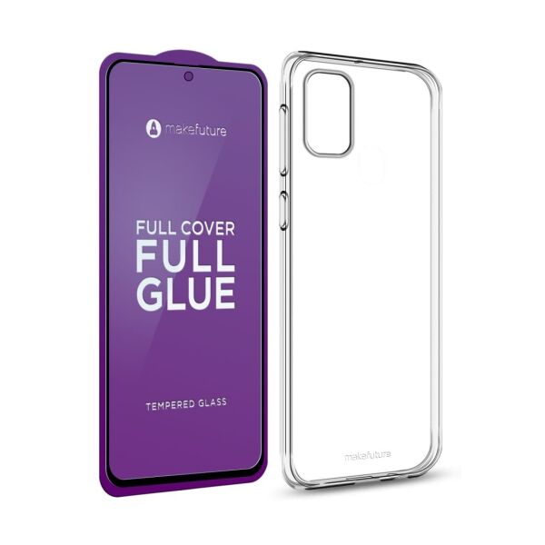 

Комплект Защитное стекло MakeFuture Full Cover Full Glue Samsung A71+Кейс Air Clear