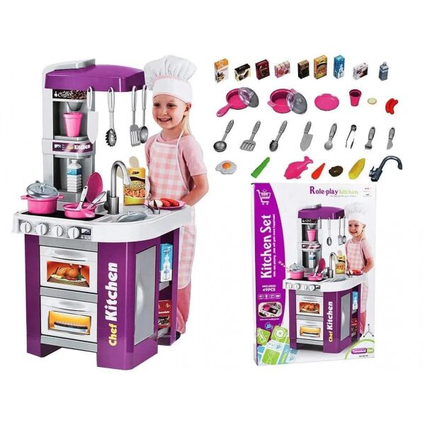 

Детская игровая кухня Kitchen Set 922-49 со светом и звуком, льется вода, Сиреневая