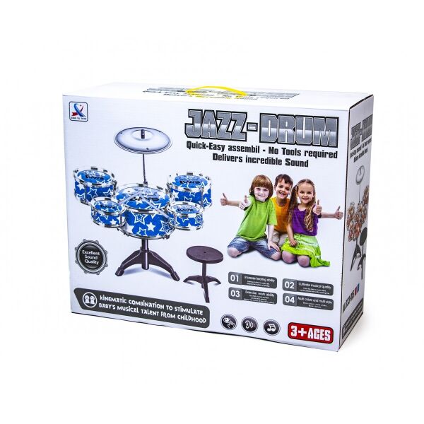 

Детская игрушечная барабанная установка JUZZ-DRUM 333-015 со стулом, Синяя