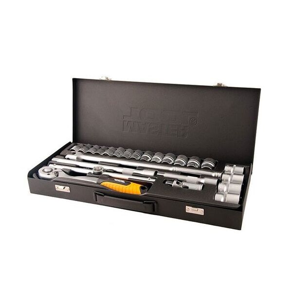 

Набор насадок торцевых MasterTool GM PROFI CrV 1/2” 10-32 мм, трещотка 72Т, 24 шт металлический кейс, Арт.: 78-4124