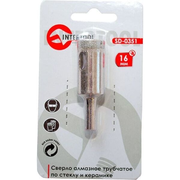 

Сверло по стеклу и керамике 16 мм INTERTOOL SD-0351