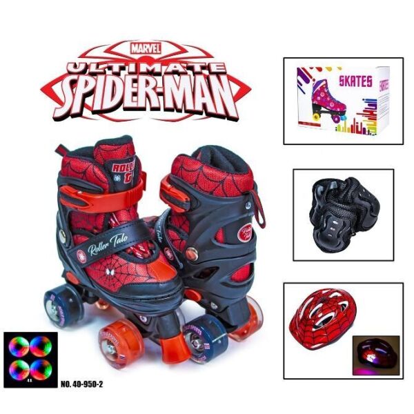 

Комплект детский ролики-квады+защита+шлем Disney, размер 29-33, Spiderman, Черно-красный