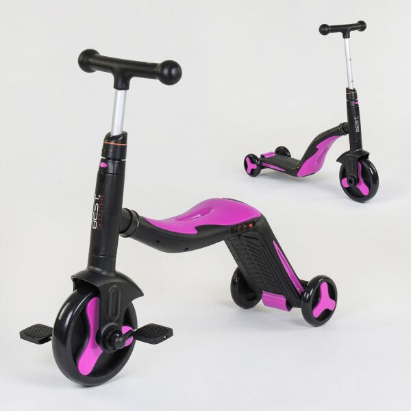 Акція на Детский самокат - беговел - велосипед (3 в 1), Best Scooter, размер самоката 74-22-57 см, розовый цвет арт. 70708 від Allo UA