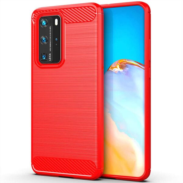 

Чехол Fiji Polished Carbon для Huawei P40 ТПУ бампер красный