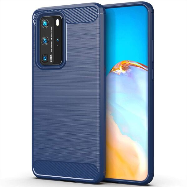 

Чехол Fiji Polished Carbon для Huawei P40 ТПУ бампер синий