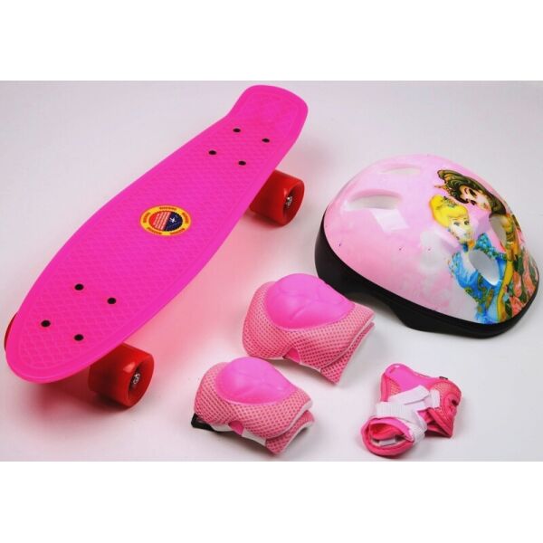 

Пенни борд (Penny Board) 22 с защитой и шлемом, Pink