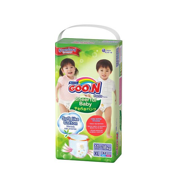 

Детские подгузники-трусики Goo.N Cheerful Baby 11-18кг XL 42 шт унисекс (843286)