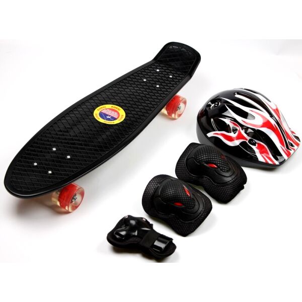 

Пенни борд (Penny Board) Nickel 27 защита+шлем со светящимися колесами, Black