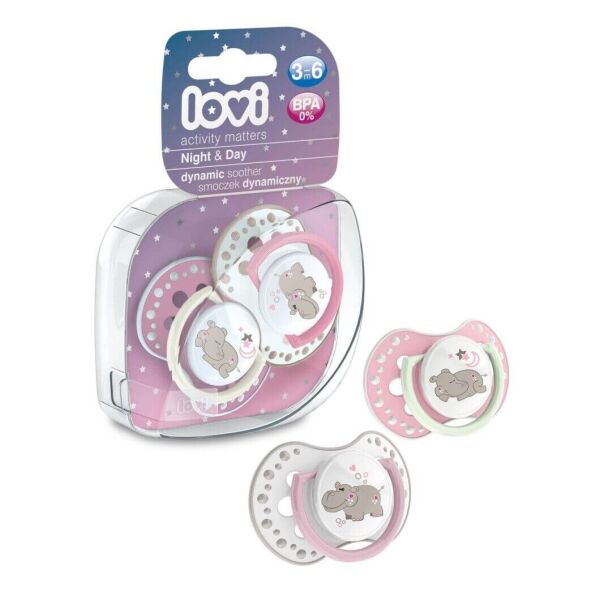 

Силиконовая динамическая пустышка Lovi Night Day Girl Hippo (22/810girl_H)