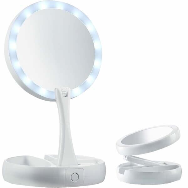 

Настольное зеркало для макияжа Mirror с LED подсветкой складное круглое