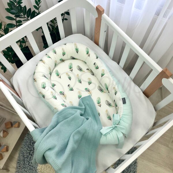 

Кокон гнездышко позиционер Baby Design Перо мята