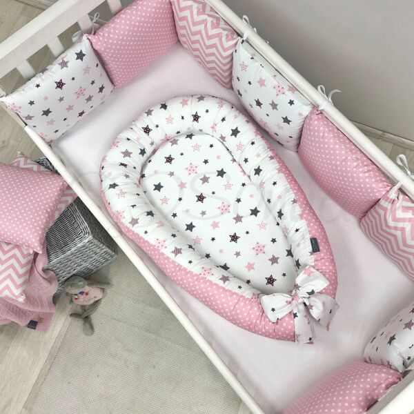 

Кокон гнездышко позиционер Baby Design Stars серо-розовый