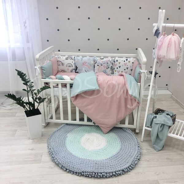 

Постельный комплект в детскую кроватку без балдахина (6 пр.) Art Design Зайцы-радуги