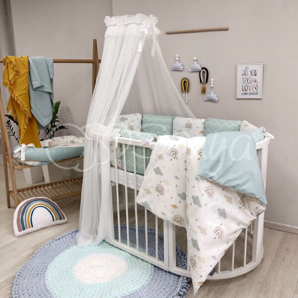 

Постельный комплект в овальную кроватку без балдахина (6 пр.) Baby Design Радуга