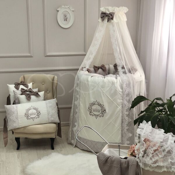 

Постельный комплект в овальную кроватку без балдахина (6 пр.) Elegance какао