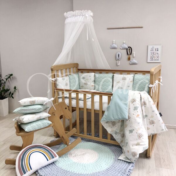 

Постельный комплект в детскую кроватку с балдахином (7 пр.) Baby Design Радуга