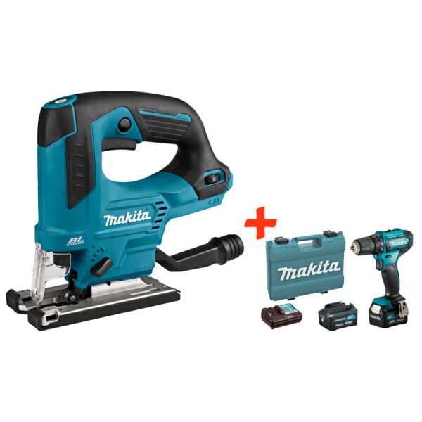 

Аккумуляторный лобзик Makita JV103DZ + акк шуруповерт DF333DWME + 2 акб 12 V 4 Ah + з/у + кейс (JV103SET3)