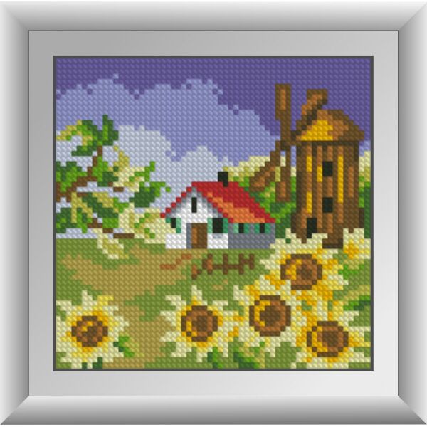 

30678M Мельница с подсолнухами. Dream Art. Набор алмазной живописи (квадратные, полная)