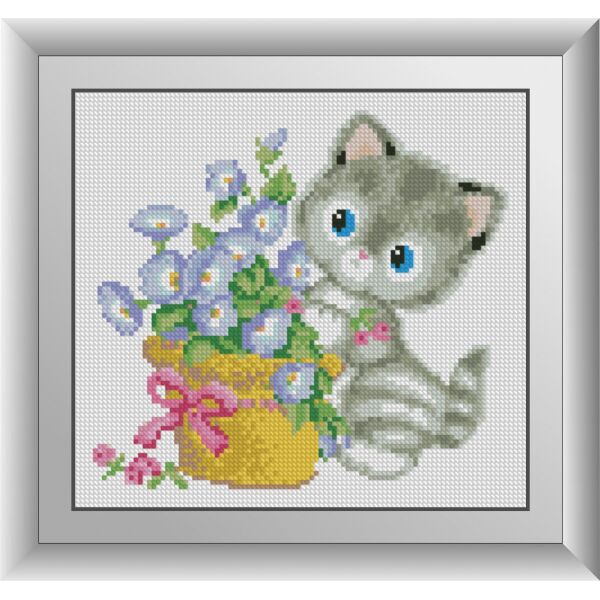 

30900 Котенок с цветком. Dream Art. Набор алмазной живописи (квадратные, полная)