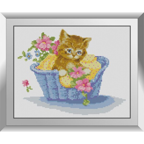

31657 Котенок в корзине. Dream Art. Набор алмазной живописи (квадратные, полная)