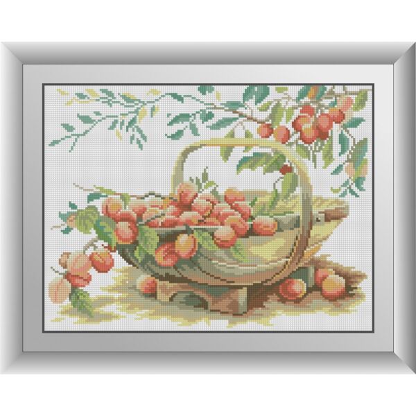 

30308 Корзина со сливами. Dream Art. Набор алмазной живописи (квадратные, полная)
