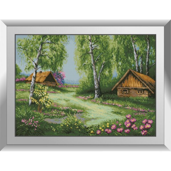 

31213 Весенние домики. Dream Art. Набор алмазной живописи (квадратные, полная)
