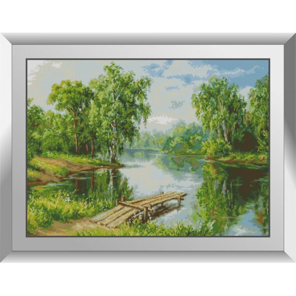 

31415 Березы на реке. Dream Art. Набор алмазной живописи (квадратные, полная)