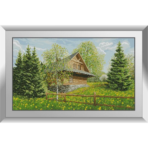 

31131 Горный котедж. Dream Art. Набор алмазной живописи (квадратные, полная)