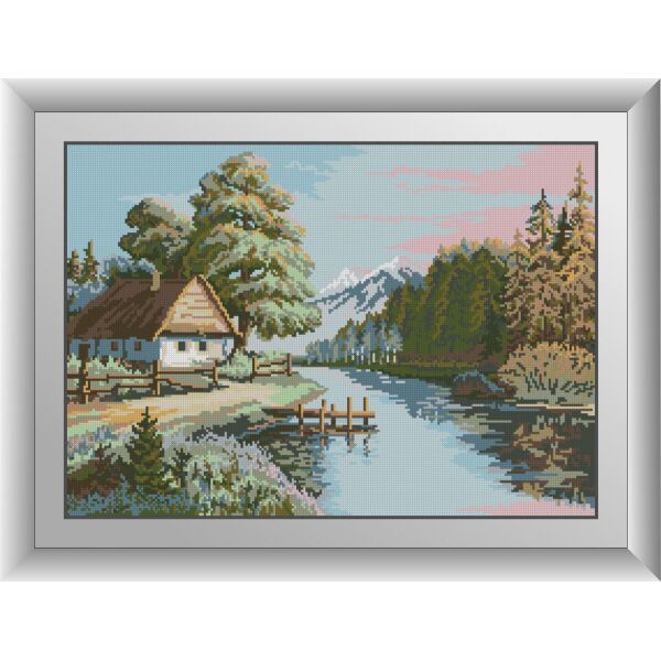 

30782 Домик в горах. Dream Art. Набор алмазной живописи (квадратные, полная)