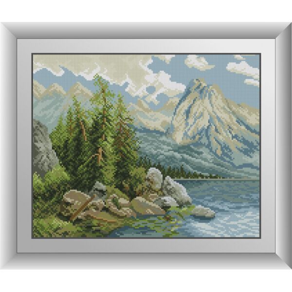 

30547 Озеро в горах. Dream Art. Набор алмазной живописи (квадратные, полная)
