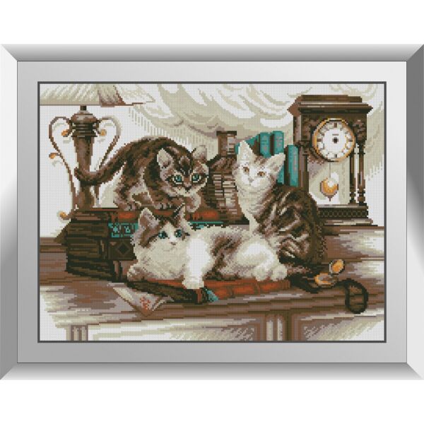 

31628 Котята в библиотеке. Dream Art. Набор алмазной живописи (квадратные, полная)