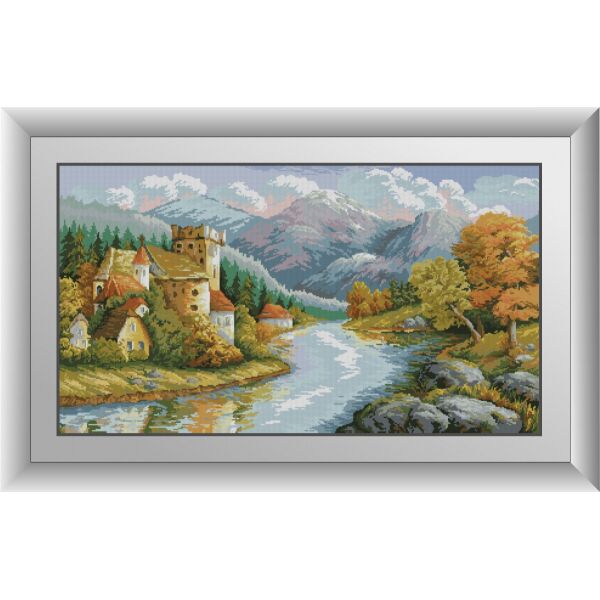 

30840 Град у реки. Dream Art. Набор алмазной живописи (квадратные, полная)