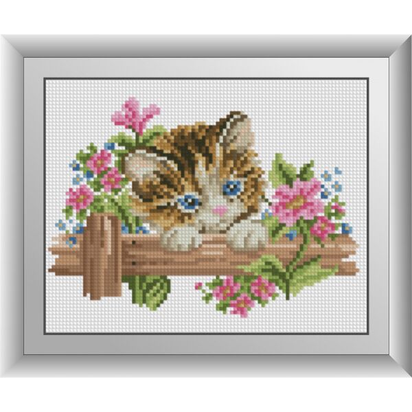 

30144 Котёнок в цветах. Dream Art. Набор алмазной живописи (квадратные, полная)