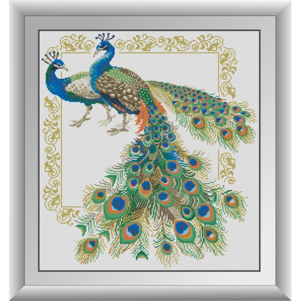 

30506 Пара павлинов. Dream Art. Набор алмазной живописи (квадратные, полная)