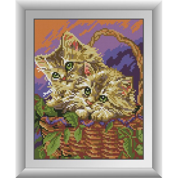 

30143 Котята в корзине. Dream Art. Набор алмазной живописи (квадратные, полная)